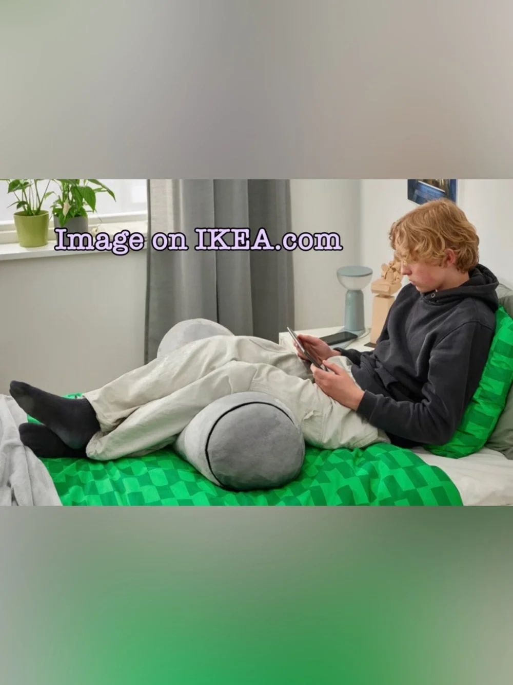 IKEA BLÅSKATA Big Size Cushion – Cylinder Shaped, Light Gray
